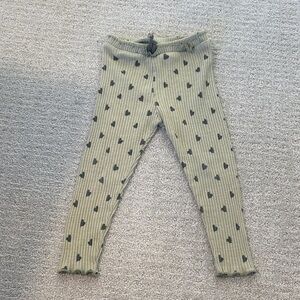 Zara Kids Green Heart Pattern Leggings